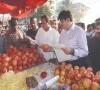 chief minister murad ali shah accompanied with cabinet member nasir shah and mayor murtaza wahab inspecting prices of cooked food fruits and daily use items photo express