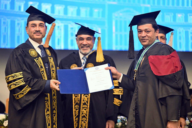 coas gen asim munir who also holds the position of chairman of the nust board of governors conferred medals upon those students who had achieved distinction photo ispr