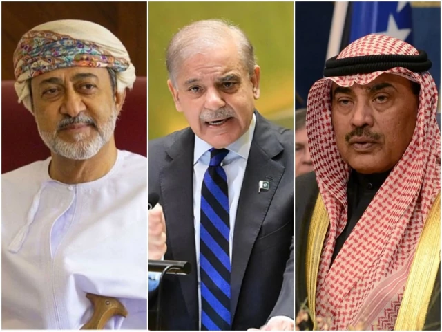 sultan haitham bin tariq of oman l prime minister shehbaz sharif c and kuwaiti crown prince sheikh sabah al khaled photos file sultan haitham bin tariq of oman l prime minister shehbaz sharif c and kuwaiti crown prince sheikh sabah al khaled photos file