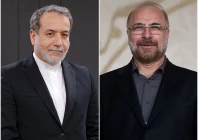 iranian foreign minister abbas araghchi l and speaker iranian parliament mohammad baqer qalibaf photos files