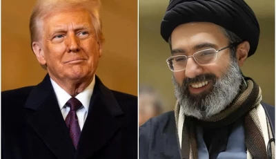 us president donald trump l and mojtaba khamenei new iranian supreme leader photo files