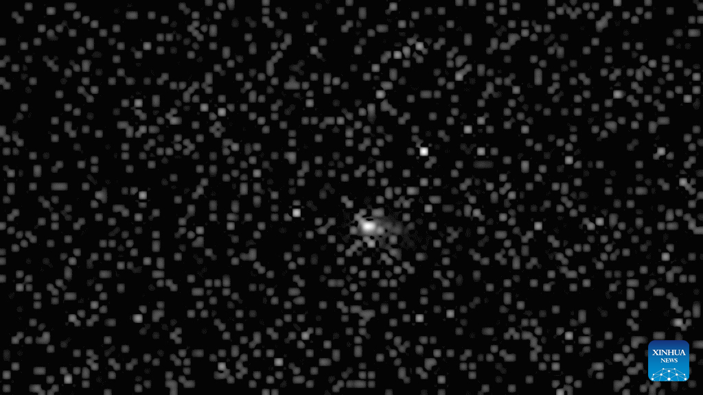 This screenshot shows the interstellar object 3I/ATLAS captured by the high-resolution camera of the Tianwen-1 orbiter on Oct. 3, 2025. PHOTO: CNSA VIA XINHUA