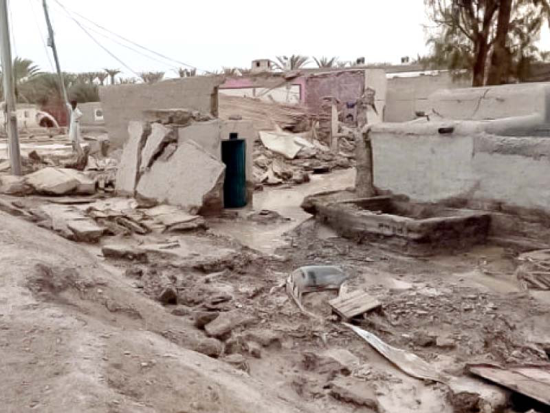 several mudhouses caved in to heavy downpour in panjgur district of balochistan photo ppi