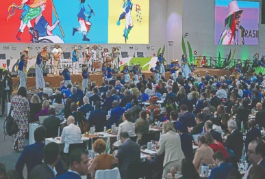 artists perform during the opening ceremony of the general plenary of leaders in the framework of the cop30 un climate change conference in belem para state brazil photo afp