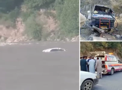 car plunges into river after coach crash in upper dir
