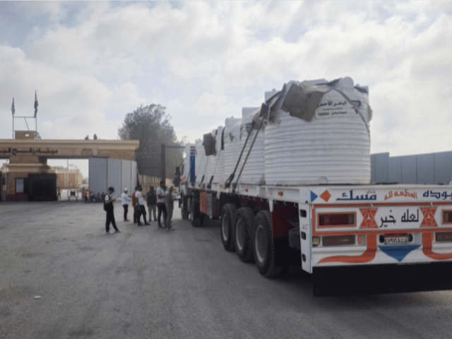 Trucks carrying aid line up near the Rafah border crossing between Egypt and the Gaza Strip, amid the ongoing conflict between Israel and Hamas, in Rafah, Egypt on July 28, 2025. — Reuters