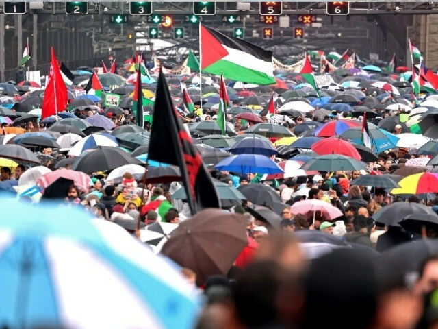 Demonstrators march across the Sydney Harbour Bridge during a pro-Palestinian rally against Israel’s actions and the ongoing food shortages in the Gaza Strip, in Sydney on August 3. — AFP