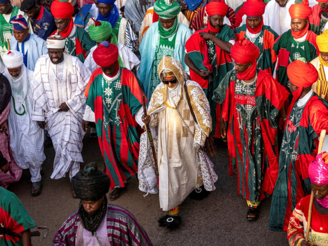 Muhammadu Sanusi II, Emir of Kano State, walks to attend the Eid al-Adha prayer in Kano, Nigeria, June 6, 2025