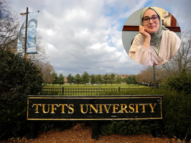 a sign stands at the edge of the campus of tufts university in medford massachusetts file brian snyder reuters