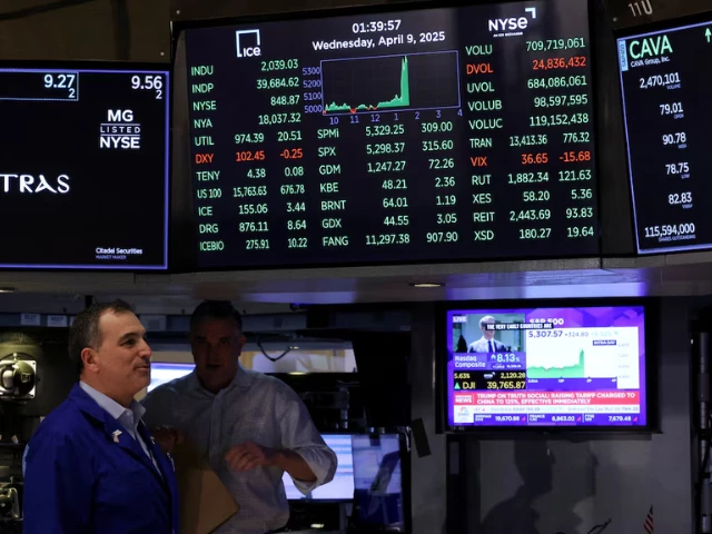 traders work on the floor at the new york stock exchange nyse in new york city after the white house announced a 90 day pause lowered 10 reciprocal tariff for other countries u s april 9 2025 reuters brendan mcdermid traders work on the floor at the new york stock exchange nyse in new york city after the white house announced a 90 day pause lowered 10 reciprocal tariff for other countries u s april 9 2025 reuters brendan mcdermid