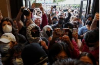 pro palestinian protesters gather inside columbia s butler library in new york on wednesday photograph ryan murphy reuters