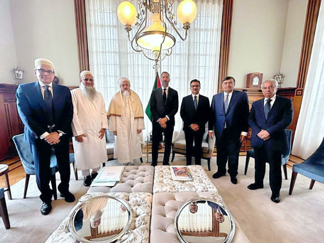 a delegation of bohra community poses with prince rahim after a meeting in lisbon photo express