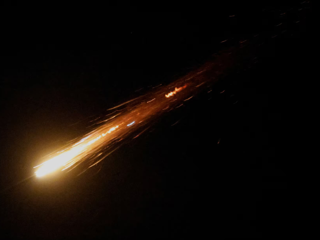 A missile launched from Iran is seen from the city of Ashkelon, Israel, June 13. Explosions were heard over Tel Aviv and Jerusalem as sirens sounded on Friday night across Israel following what the country's military spokesman said was the firing of missiles from Iran. REUTERS/Amir Cohen