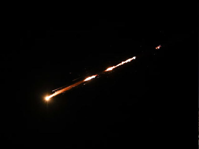 A missile launched from Iran is seen from Jerusalem, June 13. REUTERS/Ronen Zvulun