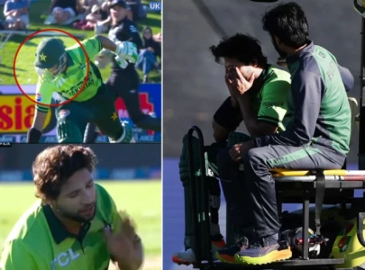 watch imam ul haq suffers facial injury retires hurt during third odi against nz