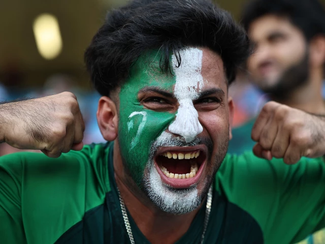 a pakistani fan cheers before the start of the asia cup 2025 twenty20 international cricket match between india and pakistan at the dubai international stadium in dubai on september 14 photo afp