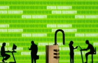 3d printed models of people working on computers and padlock are seen in front of a displayed cyber security words and binary code in this picture illustration taken photo reuters