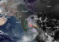 a satellite image showing cyclone arnab at the edge of india photo zoom earth