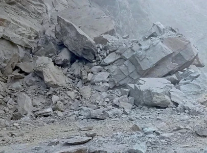 landslide blocks road in baltistan landslide blocks road in baltistan