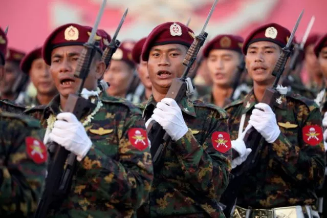 myanmar soldiers take part in a military parade to mark the 74th armed forces day in the capital naypyitaw on march 27 2019 reuters myanmar soldiers take part in a military parade to mark the 74th armed forces day in the capital naypyitaw on march 27 2019 reuters