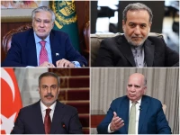 foreign minister ishaq dar clockwise iran s foreign minister abbas araghch foreign minister of turkiye hakan fidan and deputy prime minister and foreign minister of iraq fuad hussein photos file