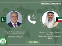 deputy prime minister and foreign minister ishaq dar on may 2 spoke with kuwaiti foreign minister sheikh jarrah jaber al ahmed al sabah photo mofa x