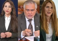 combined image of united states charg d affaires natalie baker left deputy prime minister and foreign minister ishaq dar middle and united kingdom high commissioner to pakistan jane marriott right photos file