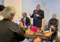 deputy prime minister and foreign minister ishaq dar addresses pakistani american community during an eid dinner in new york on wednesday photo x