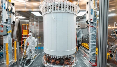 the lux zeplin dark matter experiment main detector in a surface lab before installation underground at the sanford underground research facility in lead south dakota us in this undated handout photo the detector is managed by the us department of energy s lawrence berkeley national laboratory matthew kapust sanford underground research facility handout via reuters