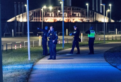police outside copenhagen airport after drones were reported flying overhead earlier this week on september 22 2025 photo afp