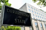 a general view of a us state department sign outside the us state department building in washington dc source reuters
