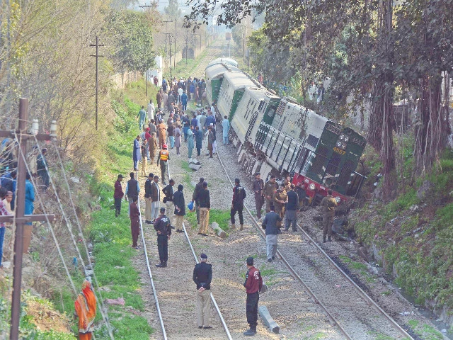 the engine and three coaches of green line express derail near the rawalpindi railway station no injuries were reported as the affected coaches were empty at the time of the incident however the derailment caused significant damage to the railway track and disrupted the train schedule photo online the engine and three coaches of green line express derail near the rawalpindi railway station no injuries were reported as the affected coaches were empty at the time of the incident however the derailment caused significant damage to the railway track and disrupted the train schedule photo online