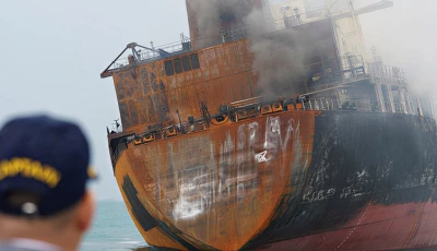 a foreign tanker carrying iraqi fuel oil damaged after catching fire in iraq s territorial waters following unidentified attacks that targeted two foreign tankers according to iraqi port officials near basra iraq march 12 2026 photo reuters a foreign tanker carrying iraqi fuel oil damaged after catching fire in iraq s territorial waters following unidentified attacks that targeted two foreign tankers according to iraqi port officials near basra iraq march 12 2026 photo reuters