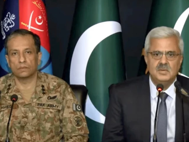 dg ispr lieutenant general ahmed sharif chaudhry and interior secretary captain retd khurram muhammad agha speak to media in islamabad may 23 2025 photo screengrab express dg ispr lieutenant general ahmed sharif chaudhry and interior secretary captain retd khurram muhammad agha speak to media in islamabad may 23 2025 photo screengrab express