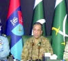 dg ispr lt gen ahmed sharif chaudhry dgpr of the pakistan air force air vice marshal aurangzeb ahmed and deputy chief of naval staff operations rear admiral raja rab nawaz address the media in islamabad on friday photo screengrab