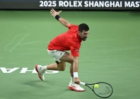 novak djokovic hits a return to monaco s valentin vacherot during their shanghai masters semifinal photo afp