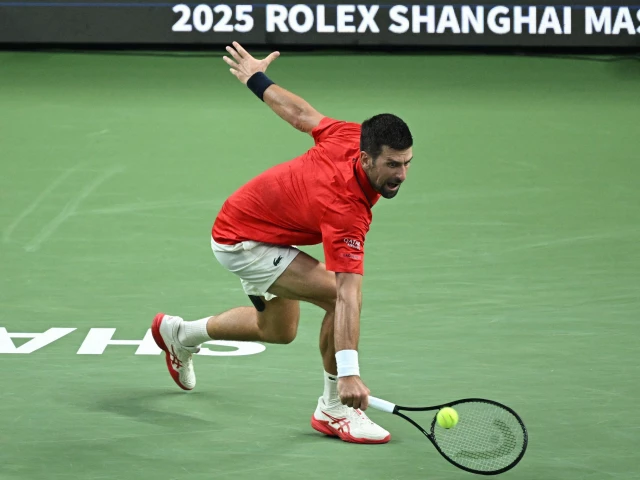 novak djokovic hits a return to monaco s valentin vacherot during their shanghai masters semifinal photo afp