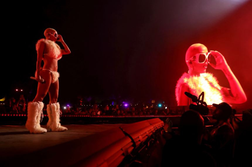 Coachella 2024 Doja Cat brings out dinosaur skeletons and Yetis