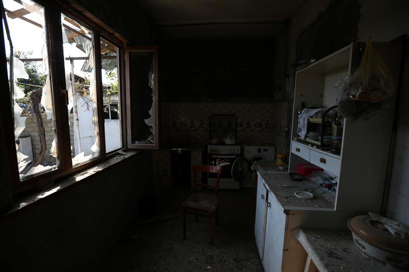 an interior view shows a house that was allegedly damaged by recent shelling during the fighting over the breakaway region of nagorno karabakh in the town of terter azerbaijan october 2 2020 reuters