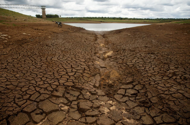 file photo caked mud is seen before a small patch of water as the region deals with a prolonged drought at a dam near bulawayo zimbabwe january 18 2020 picture taken january 18 2020 reuters