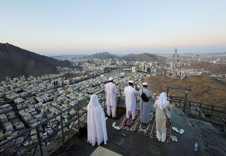 Muslim pilgrims visit Mount Al-Noor, where Muslims believe Prophet Mohammad received the first words of the Koran through Gabriel in the Hira cave, in the holy city of Mecca, Saudi Arabia, July 4, 2022.  REUTERS