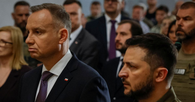 ukraine s president volodymyr zelenskiy and polish president andrzej duda commemorate victims of world war ii at the saint peter and paul cathedral photo reuters