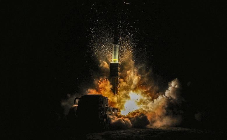 South Korea's Hyunmoo II missile is fired during an exercise at an undefined location in the east coast of South Korea. PHOTO: REUTERS