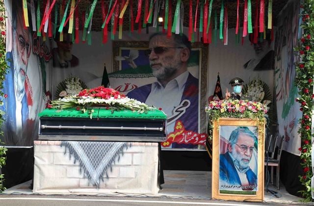 iranian defense minister amir hatami speaks during a funeral ceremony of iranian nuclear scientist mohsen fakhrizadeh in tehran iran november 30 2020 iranian defense ministry wana west asia news agency handout via reuters