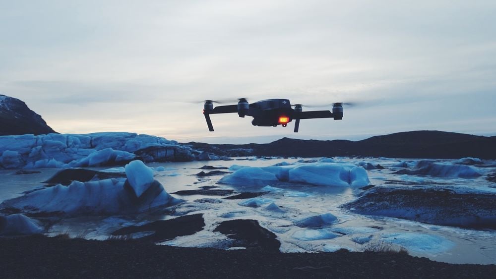 A monitoring drone at the cryosphere. PHOTO: PIXABAY