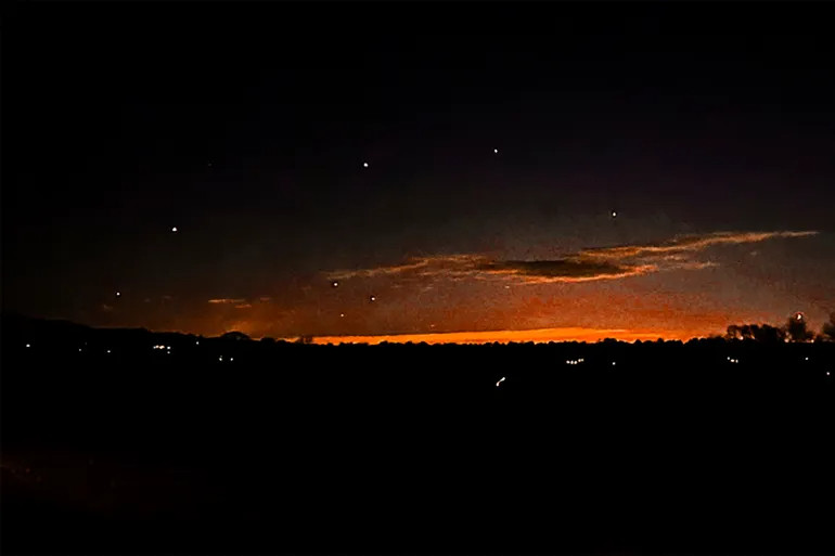 points of light in the evening sky near lebanon township new jersey on december 5 2024 photo ap aljazeera