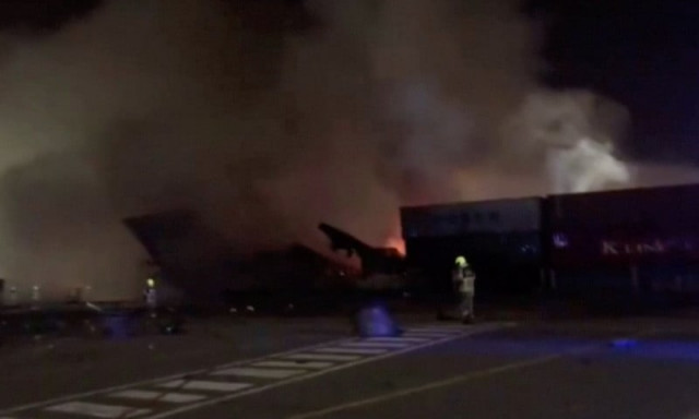 blaze at dubai port after loud blast under control blaze at dubai port after loud blast under control
