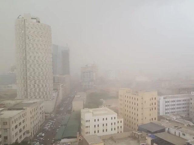 dust storm in karachi photo express file