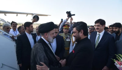 sindh governor kamran khan tesori and sindh chief minister syed murad ali shah extended a warm welcome to the iranian president at the airport photo express