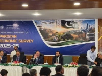 finance minister aurangzeb presenting the pakistan economic survey 2025 26 during a news conference in islamabad on june 11 2026 photo pakistan tv digital